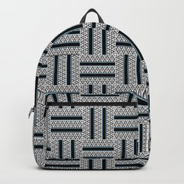 Basket Weave Pattern Backpack | Graphicdesign, White, Geometricpattern, Digital, Black, Blacklines, Triangles, Monochromatic, Pattern, Blie 