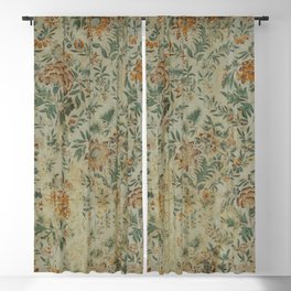 Distressed Antique Floral Chintz Pattern Blackout Curtain