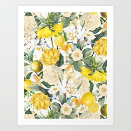 Vintage Soft Exotic Springflowers Garden  Art Print
