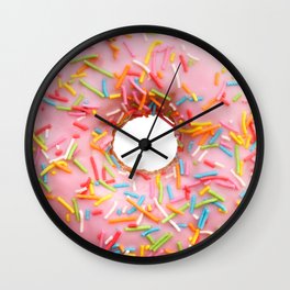 Single pink donut Wall Clock