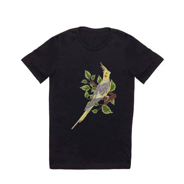  cockatoo nymph bird on branch with green leaves T Shirt