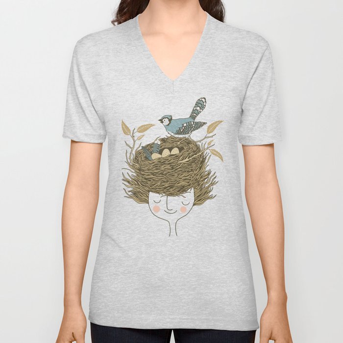 Bird Hair Day V Neck T Shirt