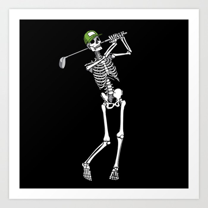 Golf Funny Golfing Skeleton Golfer Halloween Pattern Art Print
