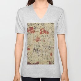 Tekstura old wall of white plaster with scratches. Processing in retro style or vintage V Neck T Shirt