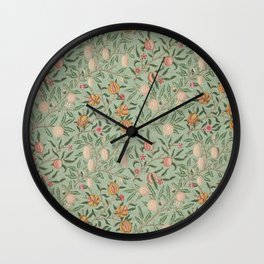 William Morris Vintage Fruit Sage Green  Wall Clock