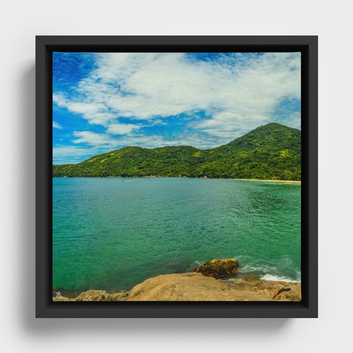 Brazil Photography - Beautiful Blue Water At The Bay Framed Canvas