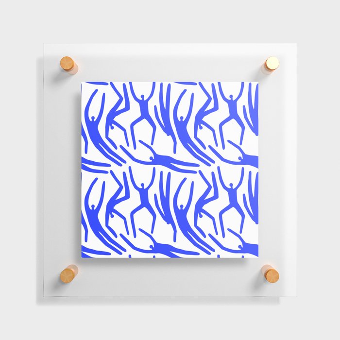 Abstract blue people body figure collage pattern Floating Acrylic Print