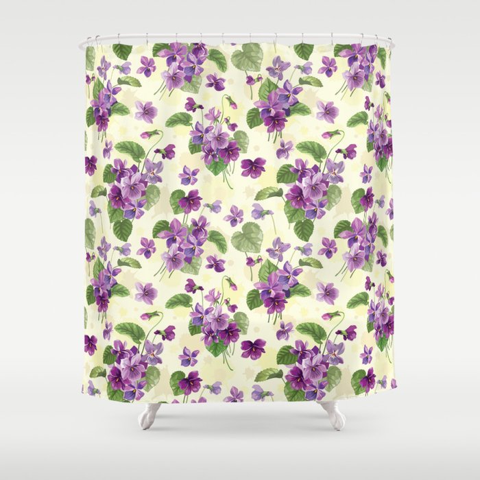 Blooming Forest Violets Shower Curtain