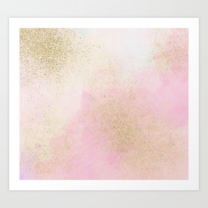 Pretty In Pink And Gold Delicate Abstract Painting Art Print