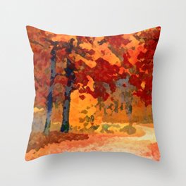 Path in Autumn Throw Pillow