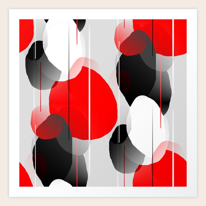 Modern Anxiety Abstract Red, Black, Gray Art Print by MellowCat