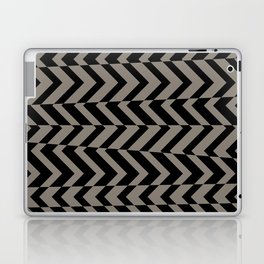Black and Brown Chevron Horizontal Stripe Pattern - 2022 Popular Colour Fireplace Mantel 0569 Laptop Skin