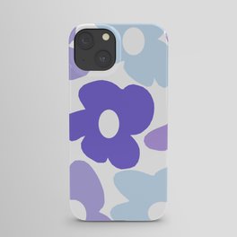 Large Purple Retro Flowers White Background #decor #society6 #buyart iPhone Case