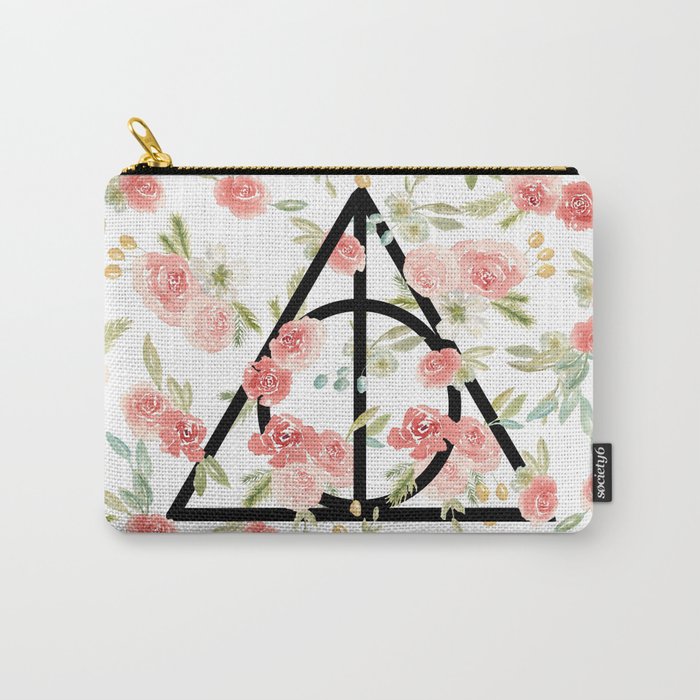 Floral Deathly Hallows Carry-All Pouch