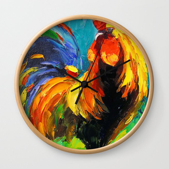 Rooster Pattern Wall Clock