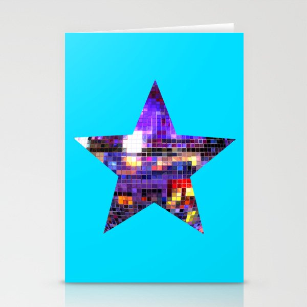 Mirrored Purple Disco Ball Star Stationery Cards