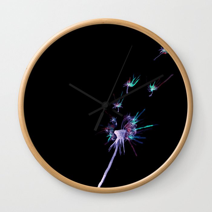 Inverted Watercolor Dandelions Wall Clock