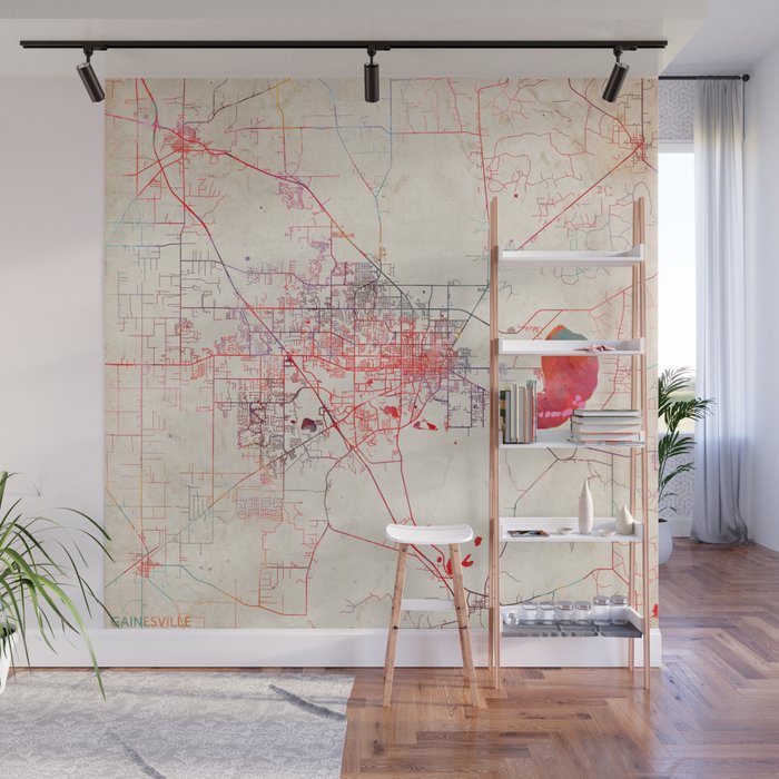 Gainesville map Florida painting Wall Mural