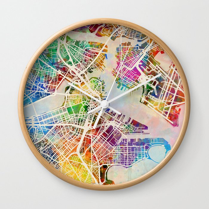 Boston Massachusetts Street Map Wall Clock