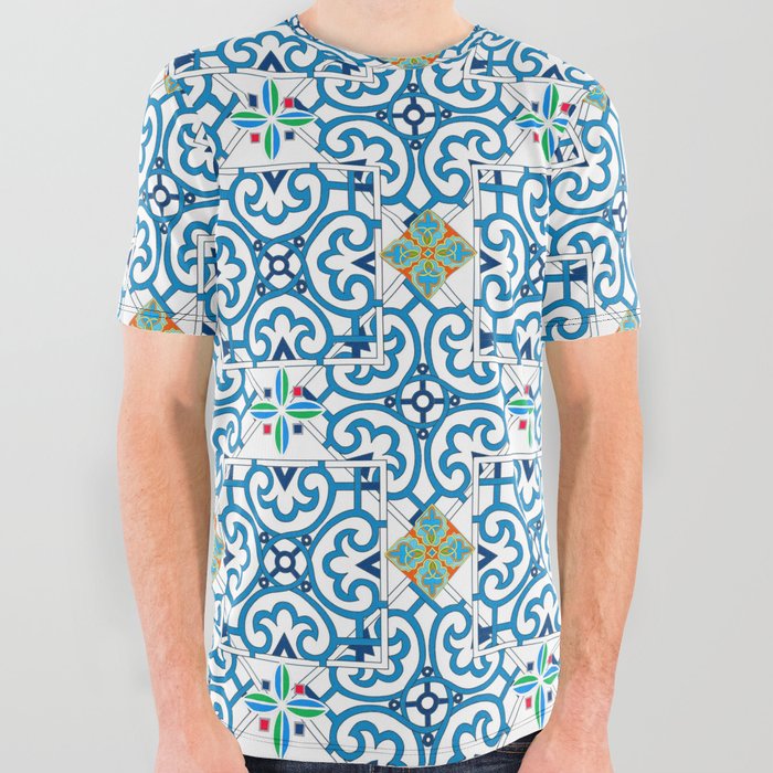 Italian,Sicilian art,majolica,tiles,Moroccan tiles  All Over Graphic Tee