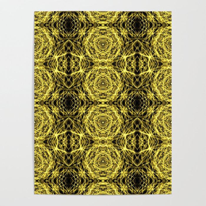 Liquid Light Series 36 ~ Yellow Abstract Fractal Pattern Poster