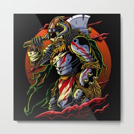 Samurai Viking | Warrior Ronin Berserk Armor Axe Metal Print