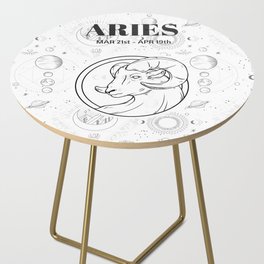 Aries Star Sign (Black and White) Side Table