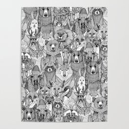 canadian animals black white Poster