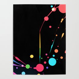 Colored circles and balls group on a black background Poster