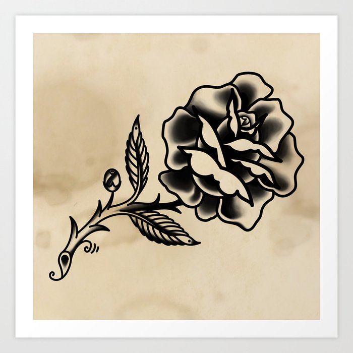 american traditional rose tattoo black and grey