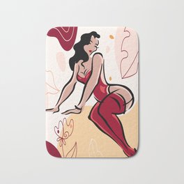 Elegant Sexy Lady In Red Dress Abstract Art, Lingerie Hot Erotic Dresses, Hand Drawn Minimal Bath Mat | Abstract, Sexy, Minimalbackground, Girl, Minimalabstract, Hot, Organicshapes, Organicbackground, Underwear, Minimalwallpaper 