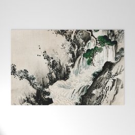 Waterfall Traditional Japanese Landscape Welcome Mat