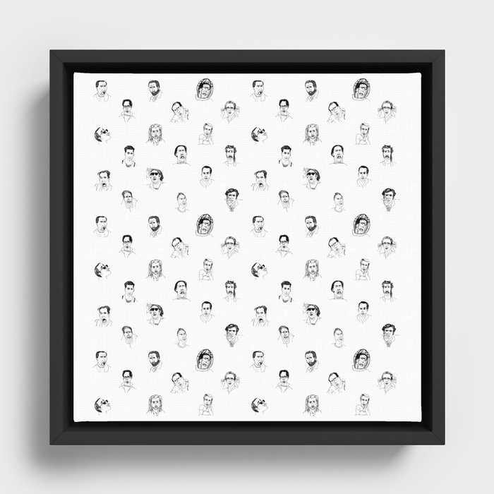 100 Portraits of Nicolas Cage, smaller pattern Framed Canvas