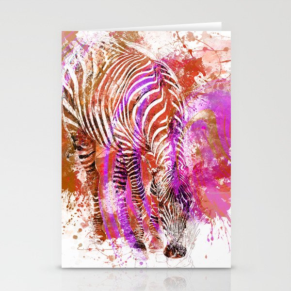 Crazy Zebra paint splatter artwork Stationery Cards