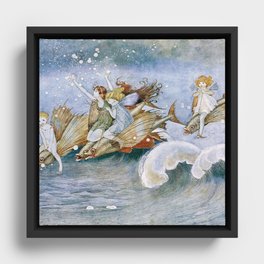 “Flying Fish Riders” by Ida Rentoul Outhwaite (1916) Framed Canvas