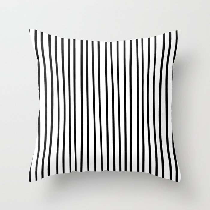 Vertical Lines Black & White 2 Throw Pillow
