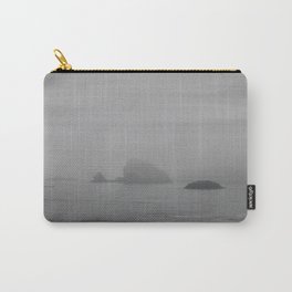 The Grey Rocks Carry-All Pouch | Rocks, Coast, Graphicdesign, Southernoregon, Photo, Color, Black and White, Mist, Paintedsky, Fog 