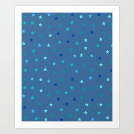 Star Pattern Illustration | White Pink Burgundy Little Stars | Stars of the Universe Art Print