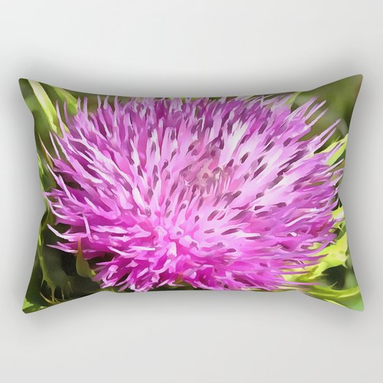 Purple Thistle Wildflower Rectangular Pillow