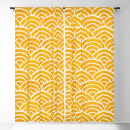 Japanese Seigaiha Wave – Marigold Palette Blackout Curtain