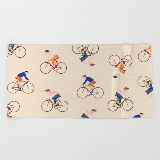Bike Pattern Beach Towel