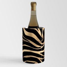 Elegant Metallic Gold Zebra Black Animal Print Wine Chiller