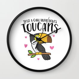 Just a Girl Who Loves Toucans Cute Birds Love Wall Clock | Toucans, Graphicdesign, Watercolortoucan, Toucanart, Toucanlovers, Bird, Jungle, Keelbilledtoucan, Christmas, Animal 