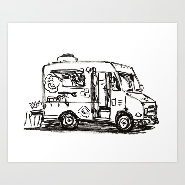 Food Truck Cartoon Drawing