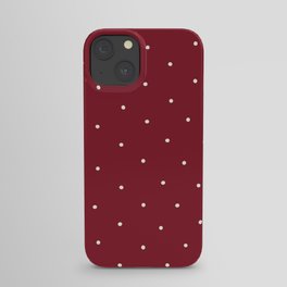 White Dots on Red Christmas Pattern Background iPhone Case