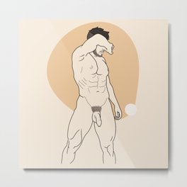Peekaboo. Line Art Metal Print | Gay, Legs, Dick, Guy, Chest, Boy, Lgbt, Naked, Digital, Painting 