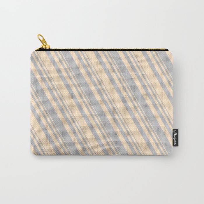 Grey & Bisque Colored Lined/Striped Pattern Carry-All Pouch