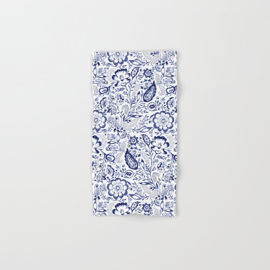 Folk Floral Indigo Hand & Bath Towel