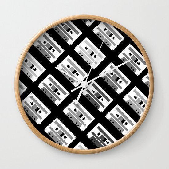 Black and White Tapes 45 Wall Clock