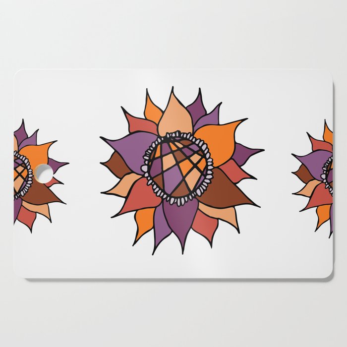 Purple & Orange Abstract Flower Cutting Board